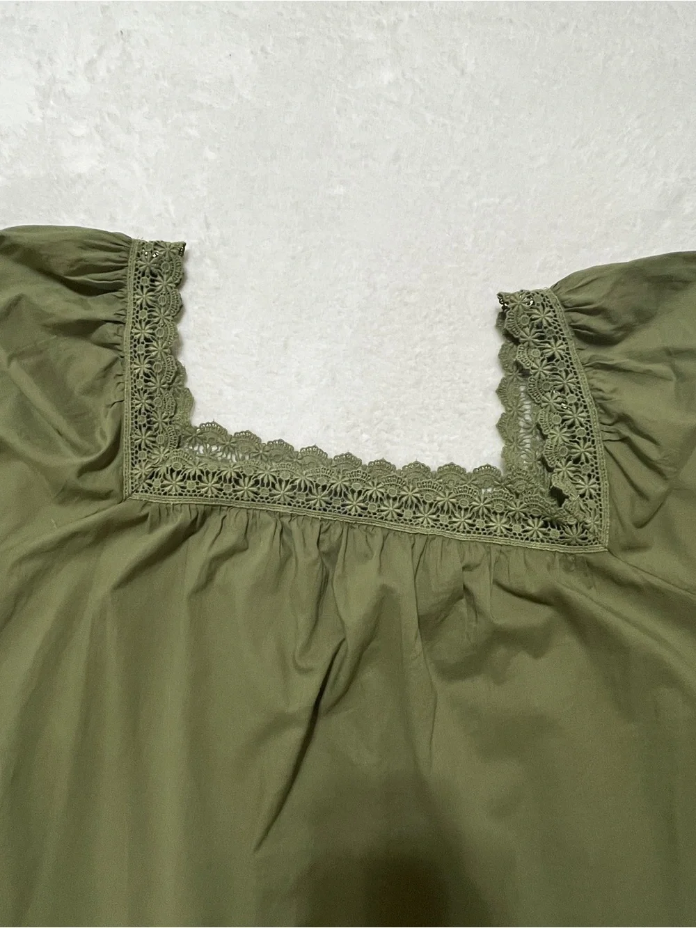 Old Navy NWT Olive Green (Bare Ground) Lace Trim Square Neck Blouse Top Size 3X